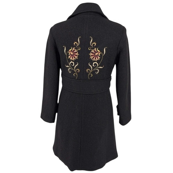 Vintage Y2K Carson Womens Black Boiled Wool Embroidered Dresscoat Size M - Picture 2 of 16